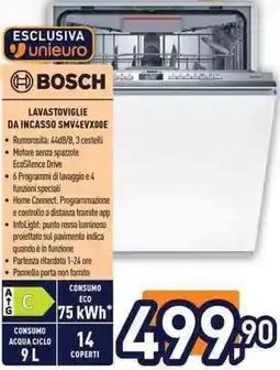 Unieuro BOSCH LAVASTOVIGLIE DA INCASSO SMV4EVX00E offerta