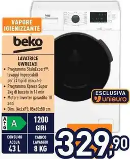 Unieuro beko LAVATRICE UWR82A21 offerta