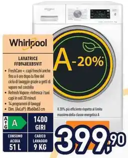 Unieuro Whirlpool LAVATRICE FFB948EXBSVIT offerta