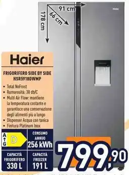 Unieuro Haier FRIGORIFERO SIDE BY SIDE HSR5918DWMP offerta