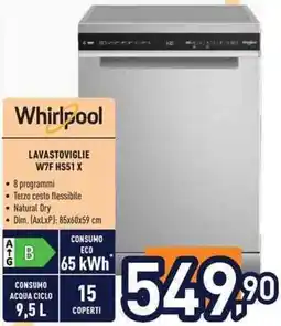 Unieuro Whirlpool LAVASTOVIGLIE W7F HS51 X offerta
