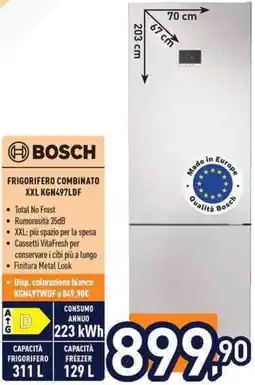 Unieuro BOSCH FRIGORIFERO COMBINATO XXL KGN497LDF offerta