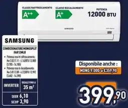 Unieuro SAMSUNG CONDIZIONATORE MONOSPLIT FAR12MLB offerta