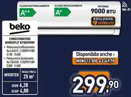 Unieuro beko CONDIZIONATORE MONOSPLIT KITBIHPR09 offerta