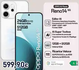 Unieuro OPPO AI Phone Reno14 5G offerta