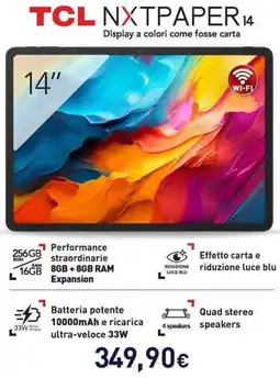 Unieuro TCL NXTPAPER 14 offerta