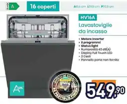 Unieuro HV16A Lavastoviglie da incasso offerta