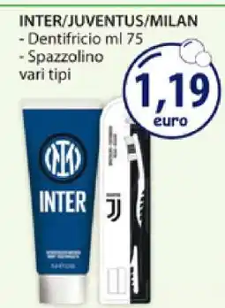 Acqua & Sapone INTER/JUVENTUS/MILAN Dentifricio e Spazzolino offerta