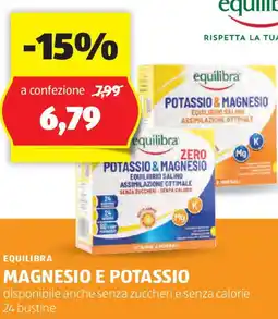 ALDI EQUILIBRA magnesio e potassio disponibile anche senza zuccheri e senza calorie 24 bustine offerta