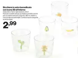In'S Mercato Bicchiere in vetro borosilicato con icona 3D all'interno offerta