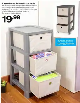 In'S Mercato Cassettiera a 3 cassetti con ruote offerta