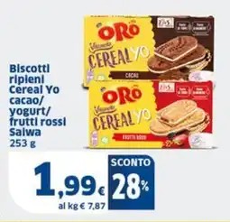 Sigma Biscotti ripieni Cereal Yo cacao/ yogurt/ frutti rossi Saiwa offerta