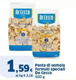 Sigma Pasta di semola formati speciali De Cecco offerta