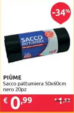 Ipersoap PIÙME Sacco pattumiera 50x60cm nero 20pz offerta