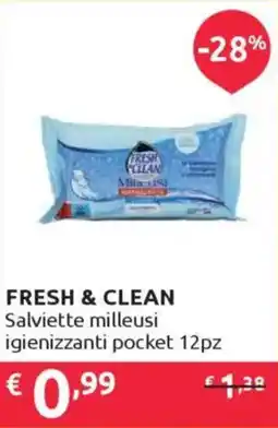 Ipersoap FRESH & CLEAN Salviette milleusi igienizzanti pocket 12pz offerta