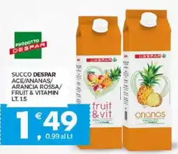Despar Sicilia Succo despar ace/ananas/ arancia rossa/ fruit & vitamin offerta