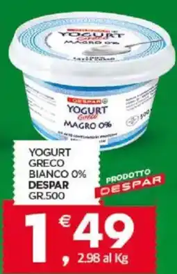 Despar Sicilia Yogurt greco bianco 0% DESPAR offerta