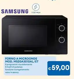 MD Discount SAMSUNG FORNO A MICROONDE MOD. MS20A3010AL/ET offerta