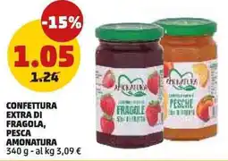 PENNY Confettura extra di fragola, pesca AMONATURA offerta