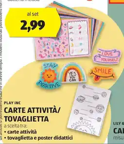 ALDI PLAY INC Carte attività tovaglietta offerta