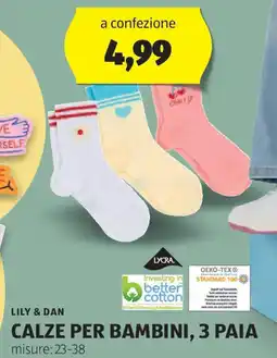 ALDI LILY & DAN calze per bambini, 3 paia misure offerta