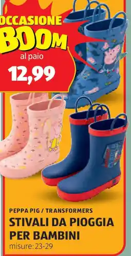 ALDI PEPPA PIG / TRANSFORMERS Stivali da pioggia per bambini offerta