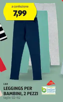 ALDI L&D Leggings per bambini, 2 pezzi taglie offerta