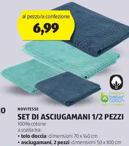 ALDI NOVITESSE Set di asciugamani 1/2 pezzi 100% cotone offerta
