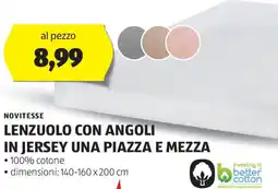 ALDI NOVITESSE Lenzuolo con angoli in jersey una piazza e mezza offerta