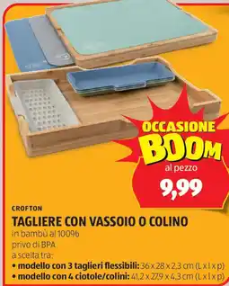 ALDI CROFTON tagliere con vassoio o colino offerta