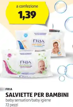 ALDI FRIA Salviette per bambini baby sensation/baby igiene 72 pezzi offerta