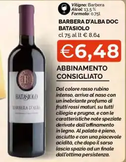 Mercatò Big Barbera d'alba doc batasiolo offerta