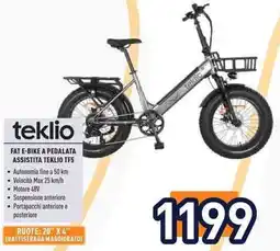 Unieuro FAT E-BIKE A PEDALATA ASSISTITA TEKLIO TF5 offerta