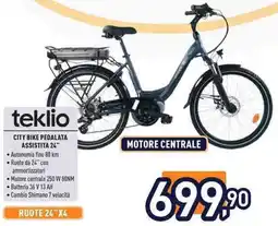 Unieuro teklio CITY BIKE PEDALATA ASSISTITA 24" offerta