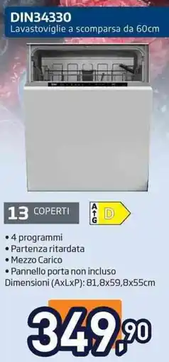 Unieuro beko DIN34330 Lavastoviglie a scomparsa da 60cm offerta