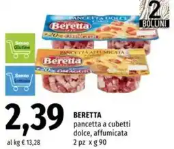 Famila BERETTA pancetta a cubetti dolce, affumicata pz offerta