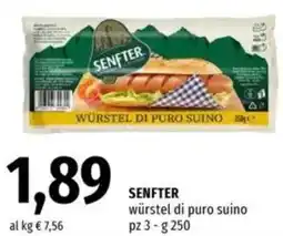 Famila SENFTER würstel di puro suino offerta