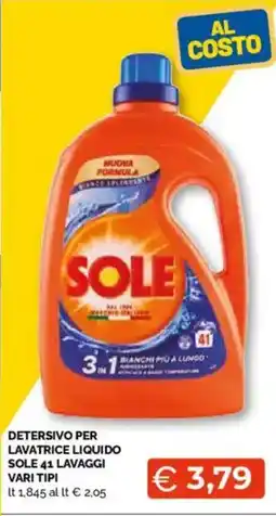 Mercatò Big Detersivo per lavatrice liquido sole 41 lavaggi vari tipi offerta