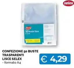 Mercatò Big Confezione 50 buste trasparenti lisce SELEX offerta