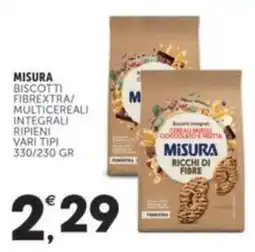 Crai MISURA Biscotti fibrextra/ multicereali integrali ripieni vari tipi offerta
