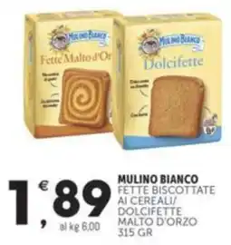 Crai MULINO BIANCO fette biscottate ai cereali/ dolcifette malto d'orzo offerta