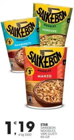 Crai STAR SAIKEBON Noodles vari gusti offerta