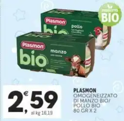 Crai PLASMON Omogeneizzato di manzo bio/ pollo bio offerta