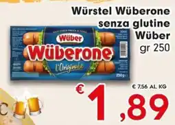 Despar Würstel Wüberone senza glutine Wüber offerta