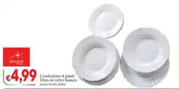 D'Italy Bormioli Rocco Confezione 6 piatti Ebro in vetro bianco offerta