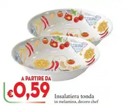 D'Italy Insalatiera tonda in melamina, decoro chef offerta