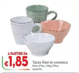 D'Italy Tazza Sissi in ceramica Bolo 470cc, Mug 350cc, assortite offerta