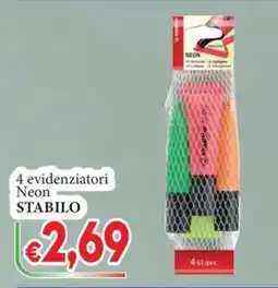 D'Italy 4 evidenziatori Neon STABILO offerta