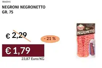 Prezzemolo e Vitale Negroni negronetto offerta
