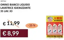 Prezzemolo e Vitale Omino bianco liquido lavatrice igienizzante 35 lav. x3 offerta